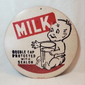Baby Milk Double Cap Protected With Sealon Vintage Retro Look Metal Tin Sign